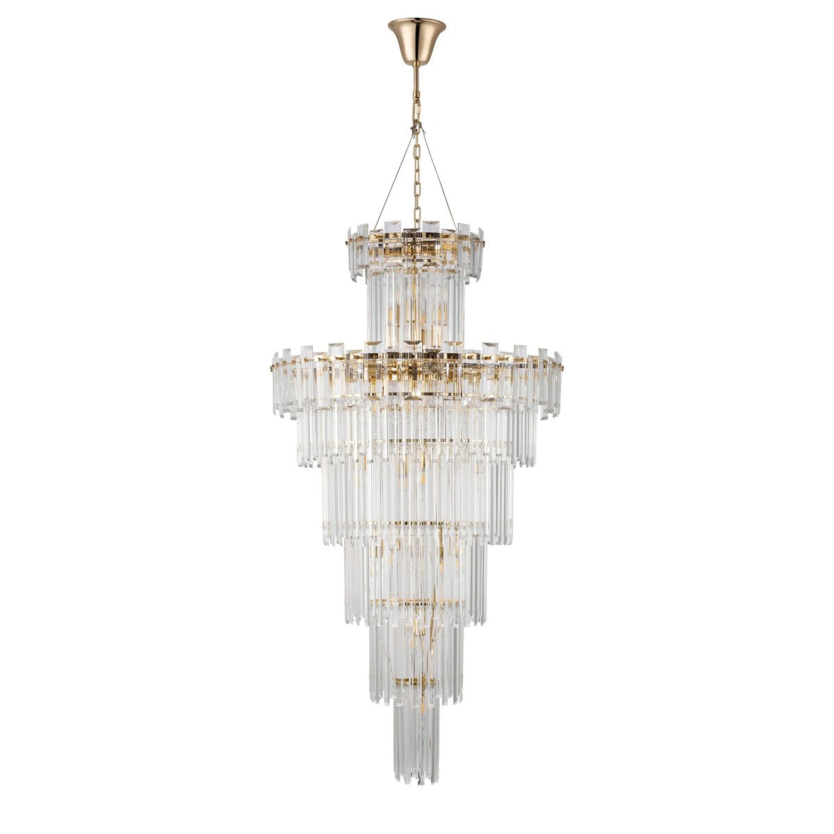 Regent Laure 32 Light Tall Pendant Chandelier 810mm - French Gold / Clear