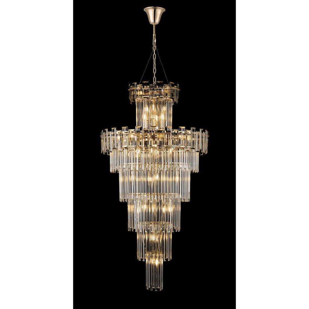 Regent Laure 32 Light Tall Pendant Chandelier 810mm - French Gold / Clear