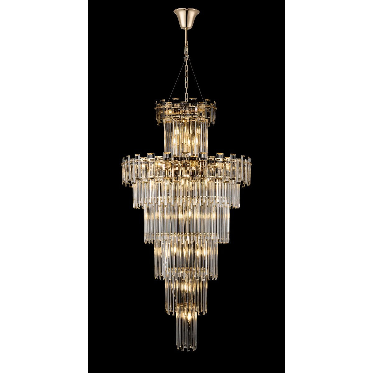 Regent Laure 32 Light Tall Pendant Chandelier 810mm - French Gold / Clear