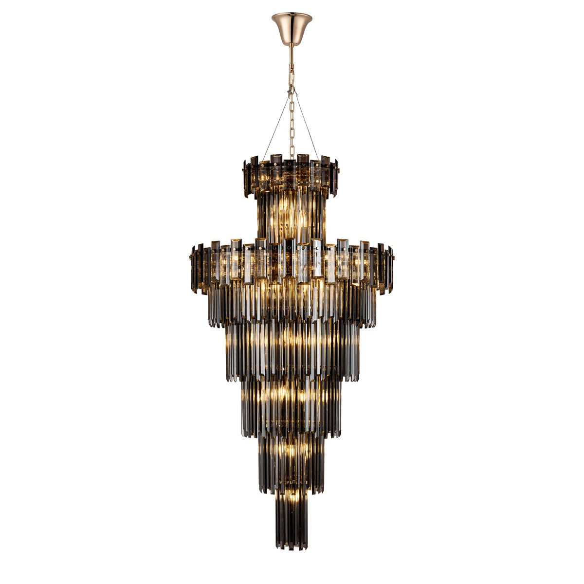 Regent Laure 32 Light Tall Pendant Chandelier 810mm - French Gold / Smoke