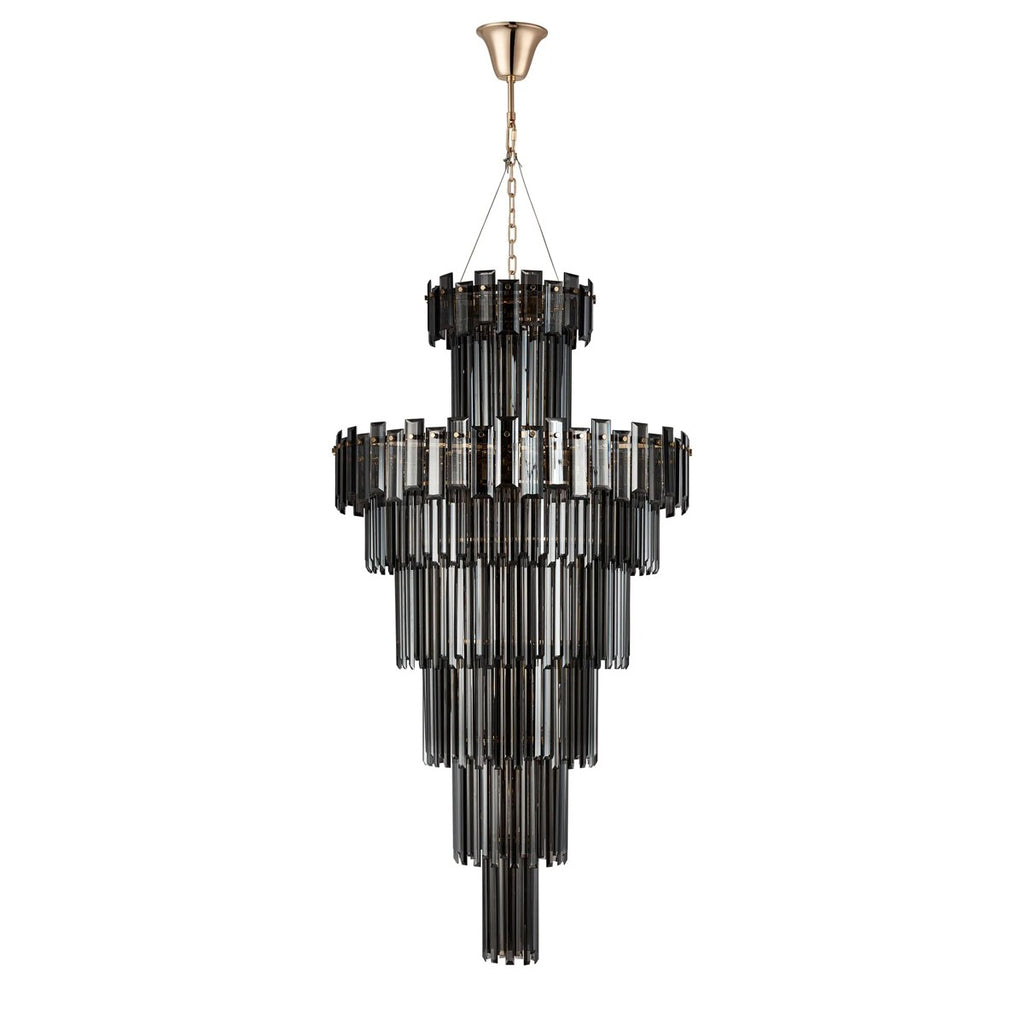 Regent Laure 32 Light Tall Pendant Chandelier 810mm - French Gold / Smoke