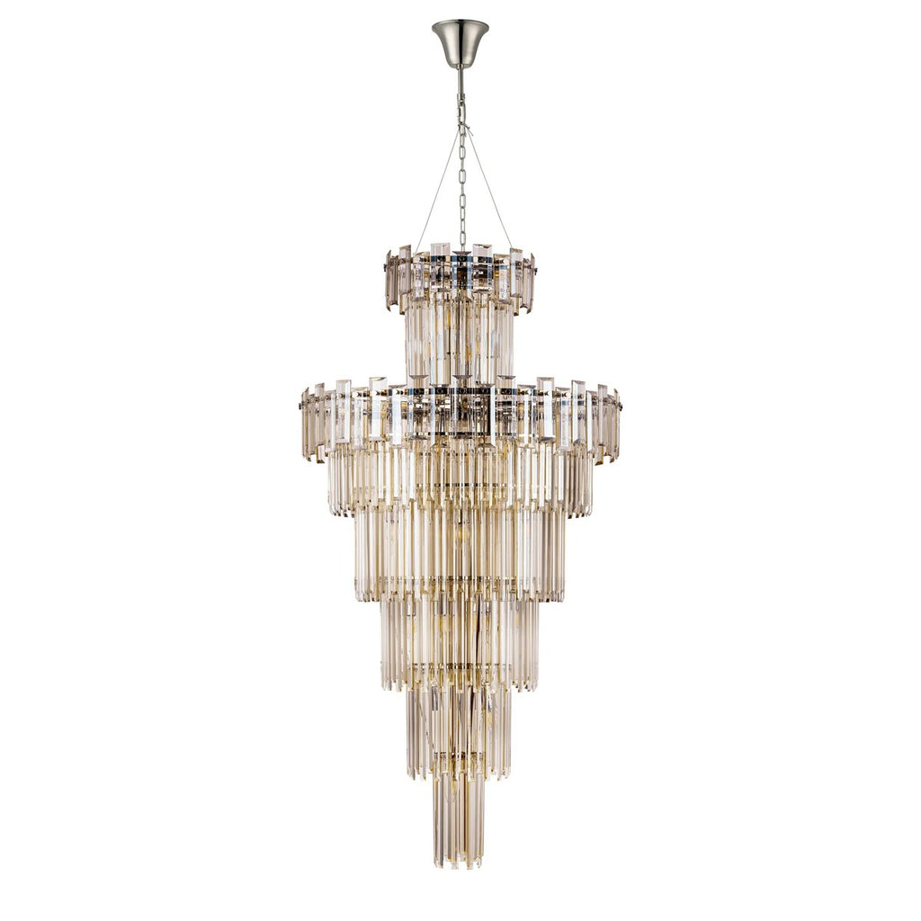 Regent Laure 32 Light Tall Pendant Chandelier 810mm - Polished Nickel / Champagne