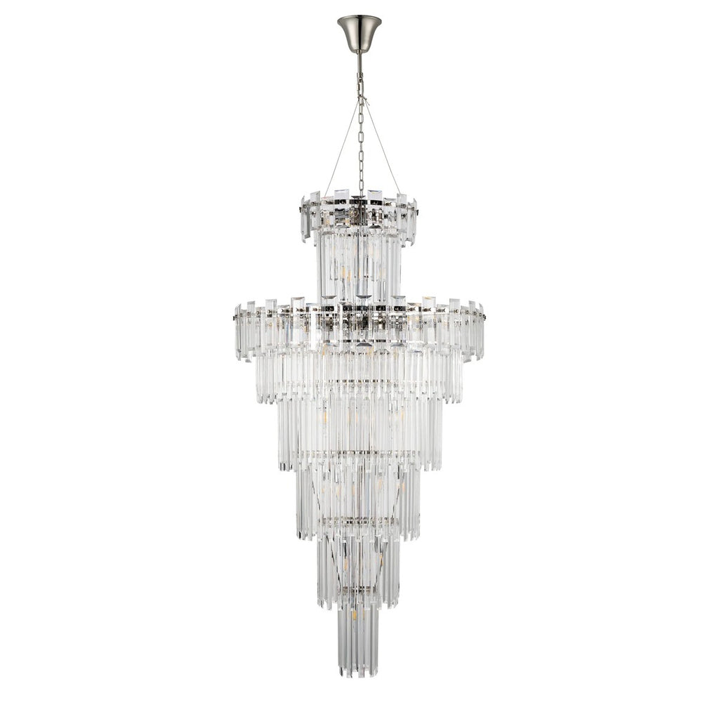 Regent Laure 32 Light Tall Pendant Chandelier 810mm - Polished Nickel / Clear