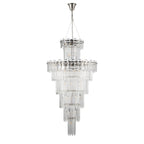 Regent Laure 32 Light Tall Pendant Chandelier 810mm - Polished Nickel / Clear