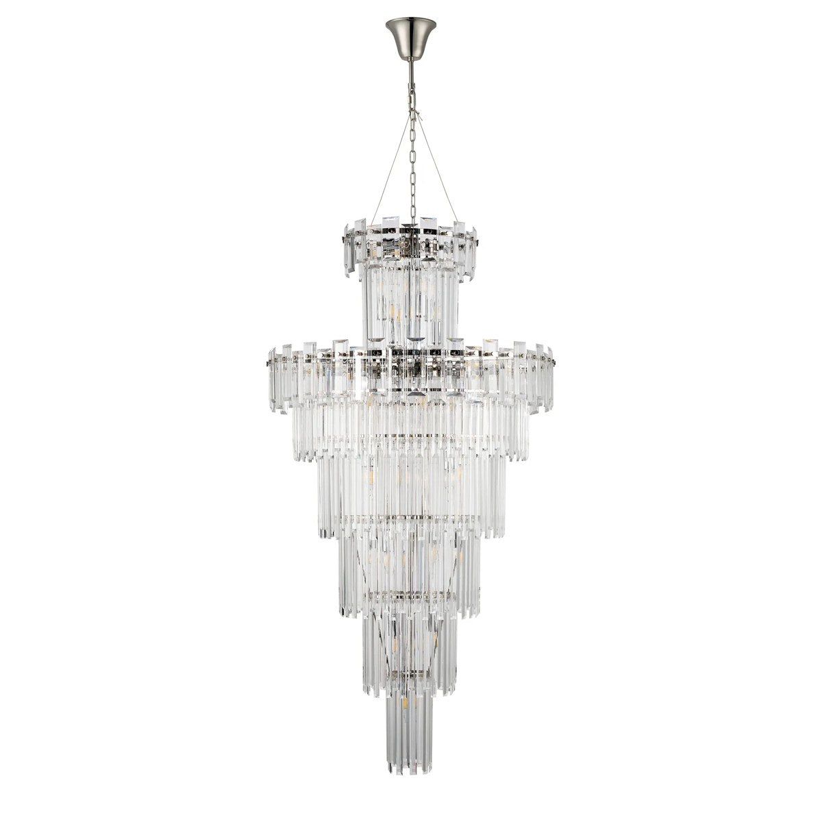 Regent Laure 32 Light Tall Pendant Chandelier 810mm - Polished Nickel / Clear