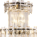 Regent Laure 32 Light Tall Pendant Chandelier 810mm - Polished Nickel / Clear