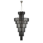 Regent Laure 32 Light Tall Pendant Chandelier 810mm - Polished Nickel / Smoke