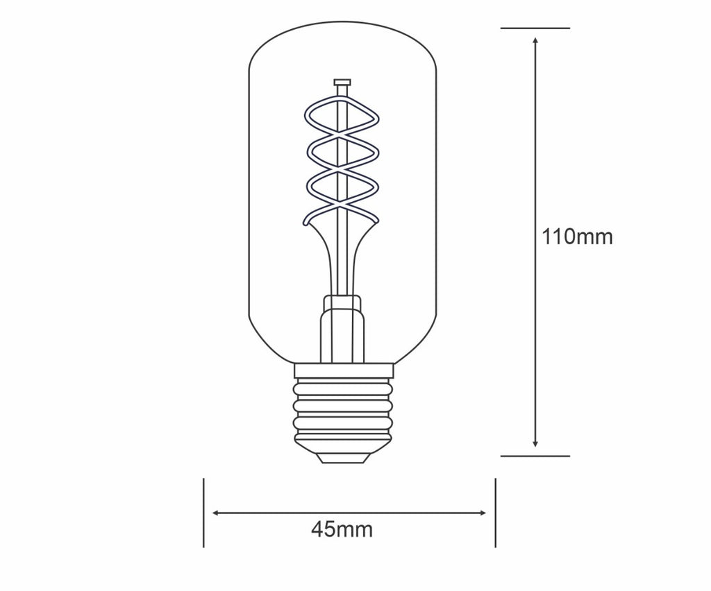 Vintage Tubular E27 LED Bulb 4Watt Extra Warm White 2100K Dimmable