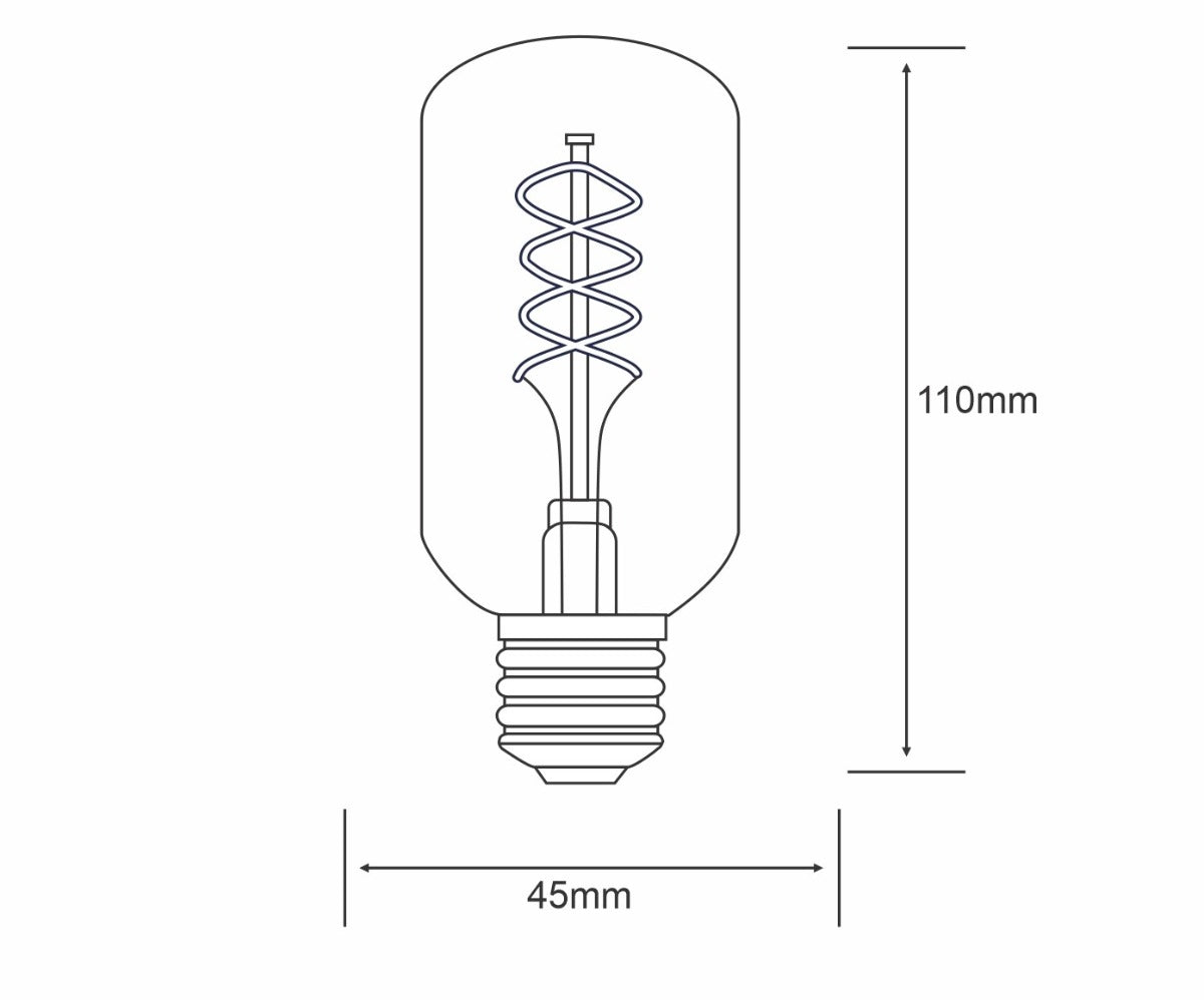 Vintage Tubular E27 LED Bulb 4Watt Extra Warm White 2100K Dimmable