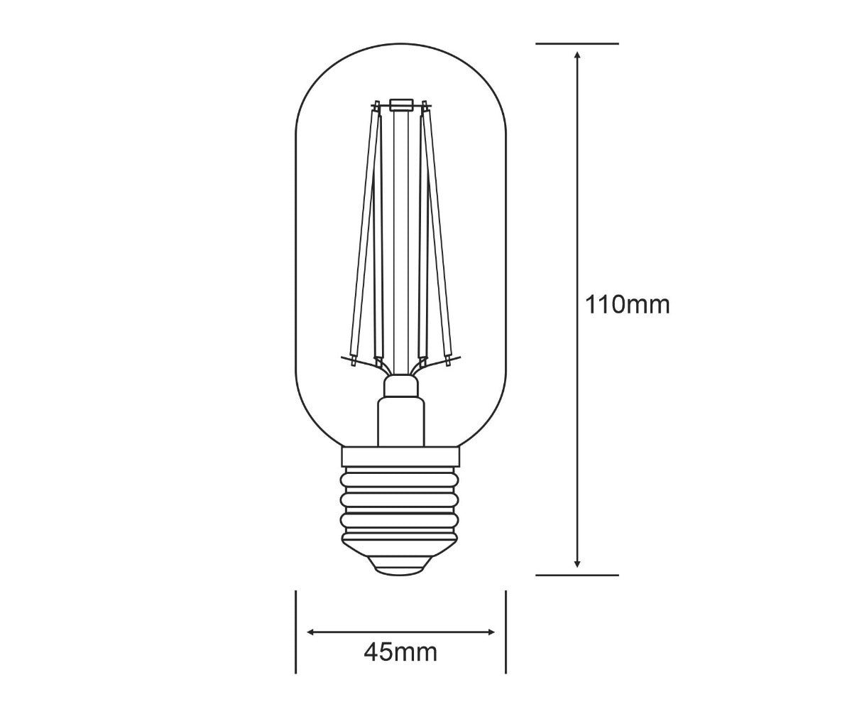 Vintage Tubular E27 LED Bulb 4Watt Warm White 2700K Dimmable