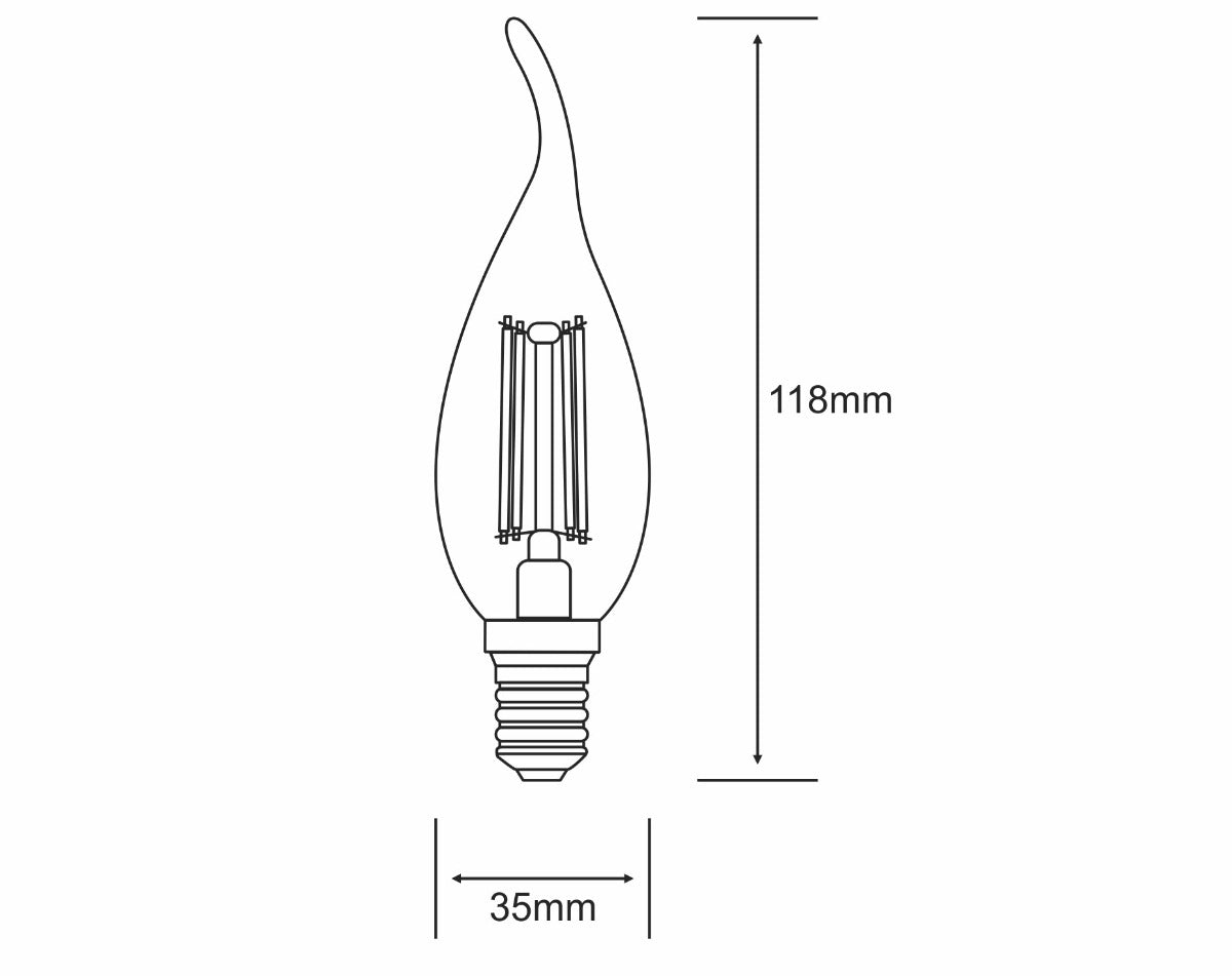 Bent Tip Candle E14 LED Bulb 5.5Watt Natural White 4000K Dimmable