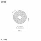 Deco Airo 12 Inch 3 Speed Oscillating Desk Fan in White