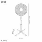 Deco Airo 16 Inch Pedestal Fan in White
