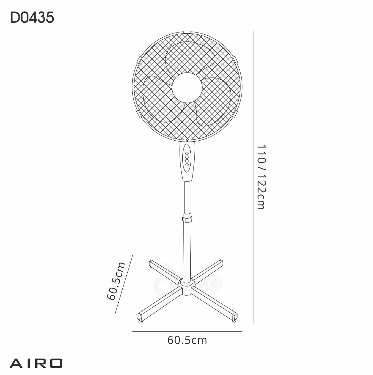Deco Airo 16 Inch Pedestal Fan in White