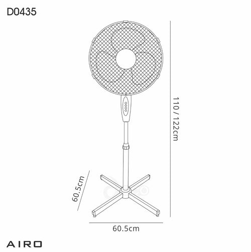 Deco Airo 16 Inch Pedestal Fan in White