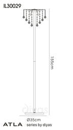 Diyas Atla 4 Light Floor Lamp in Polished Chrome with Crystal