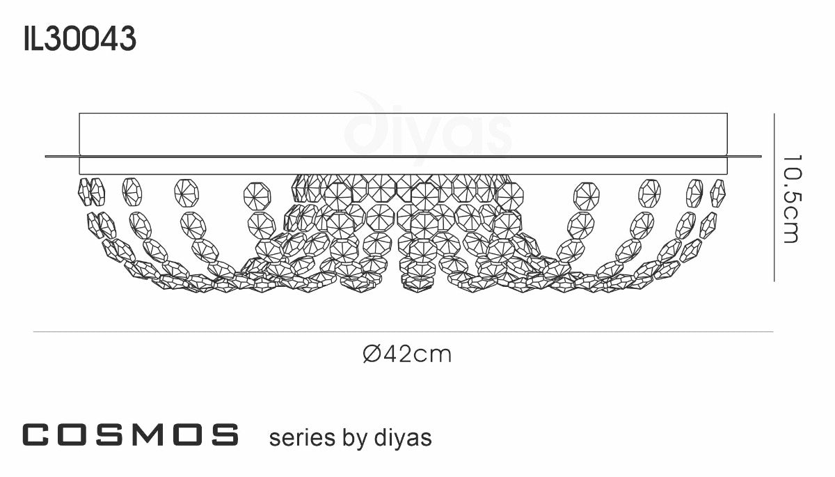 Diyas Cosmos 5 Light Flush Ceiling Light in Polished Chrome with Crystal