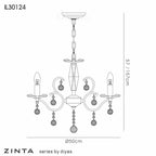 Diyas Zinta 4 Light Pendant Light in Polished Chrome with Crystal