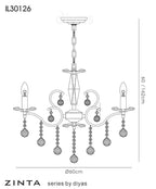 Diyas Zinta 6 Light Pendant Light in Polished Chrome with Crystal