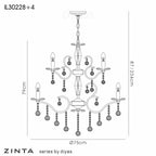 Diyas Zinta 12 Light 2 Tier Pendant Light in French Gold with Crystal