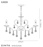 Diyas Zinta 8 Light Crystal Chandelier in French Gold