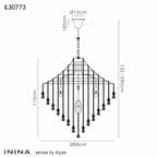 Diyas Inina 9 Light Pendant Light in Polished Chrome with Crystal