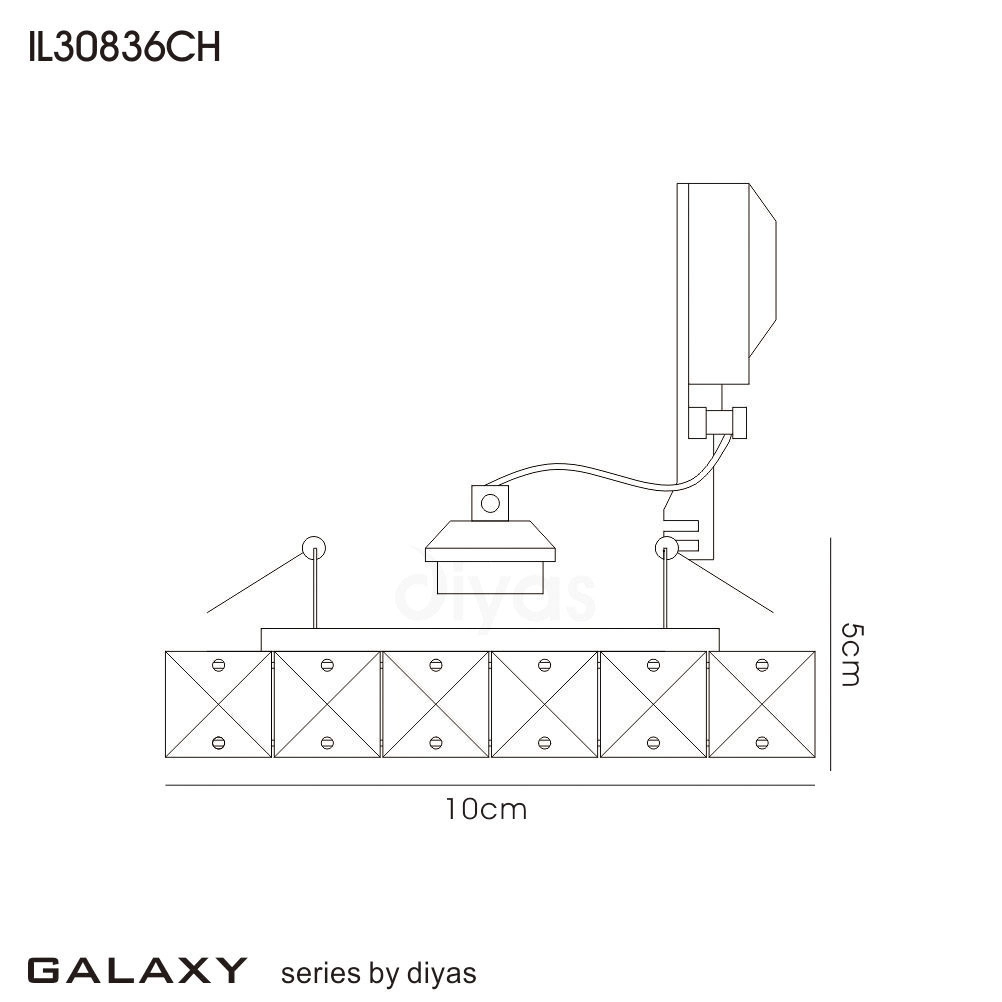 Diyas Galaxy Round Recessed Downlight in Polished Chrome with Crystal