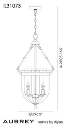 Diyas Aubrey 4 Light Pendant Light in Polished Chrome with Glass