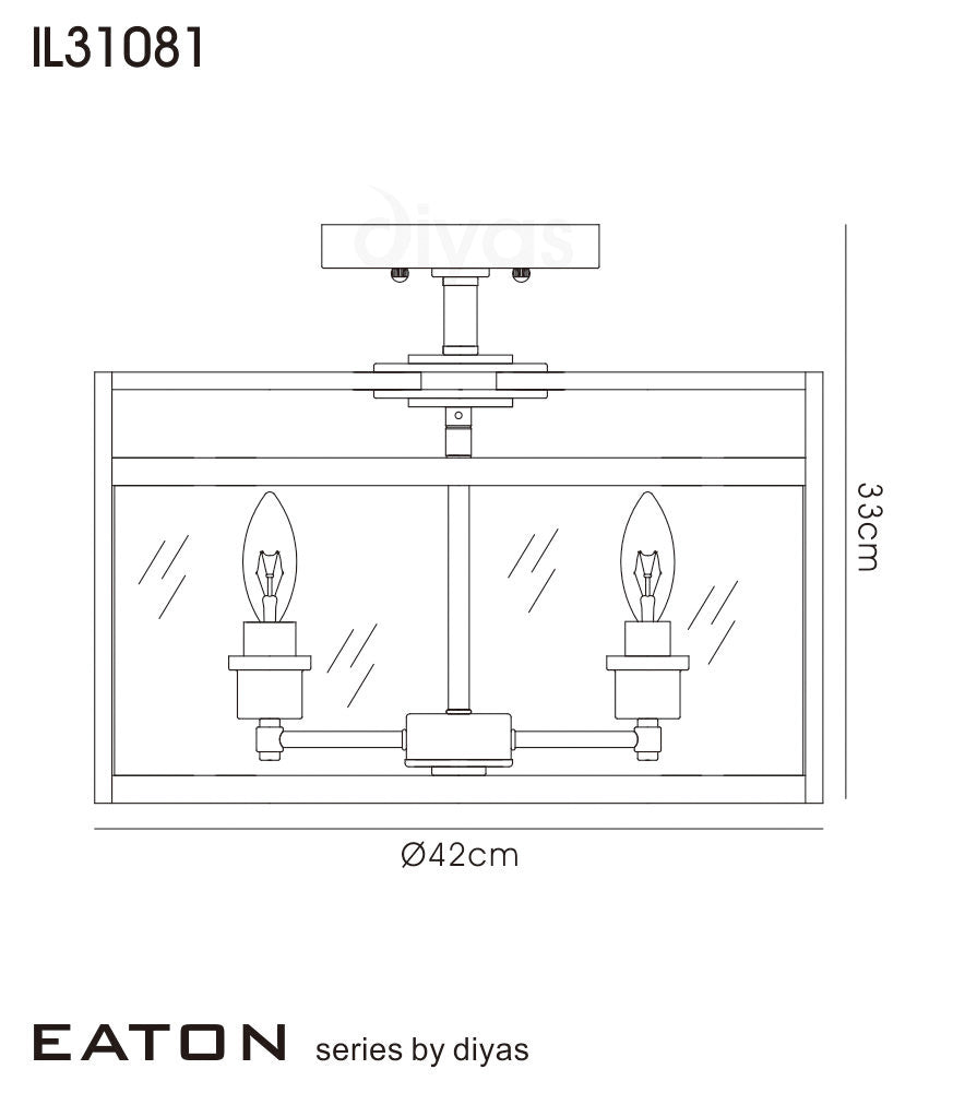 Diyas Eaton 4 Light Semi Flush Ceiling Lantern in Polished Chrome