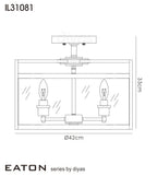 Diyas Eaton 4 Light Semi Flush Ceiling Lantern in Polished Chrome