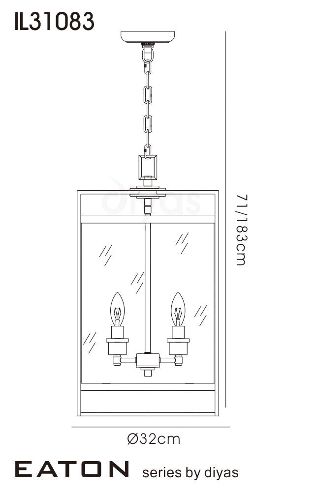 Diyas Eaton 4 Light Ceiling Lantern in Polished Chrome
