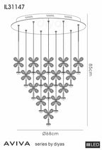 Diyas Aviva 28 Light Pendant Light in Polished Chrome with Crystal