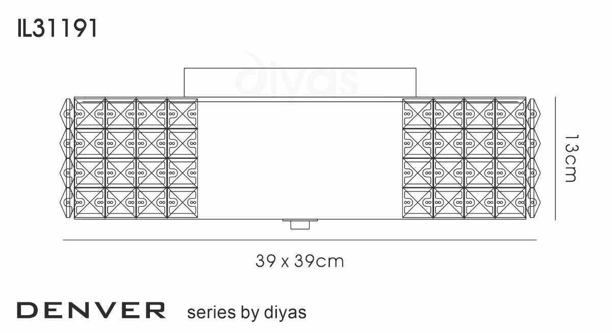 Diyas Denver Small 4 Light Flush Ceiling Light in White with Crystal