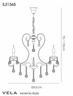 Diyas Vela 5 Light Pendant Light in Polished Chrome with Crystal