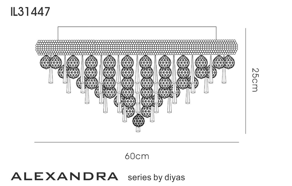 Diyas Alexandra 9 Light Ceiling Light in Polished Chrome with Crystal