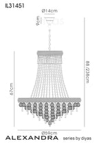 Diyas Alexandra 13 Light Pendant Light in Polished Chrome with Crystal