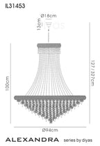 Diyas Alexandra 20 Light Pendant Light in Polished Chrome with Crystal