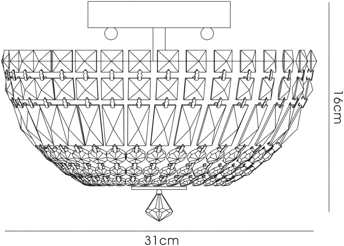 Diyas Georgina 4 Light Flush Ceiling Light in Polished Chrome with Crystal