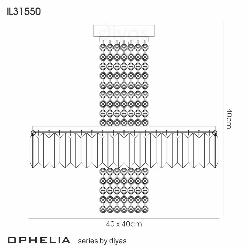 Diyas Ophelia 5 Light Semi Flush Ceiling Light in Polished Chrome with Crystal