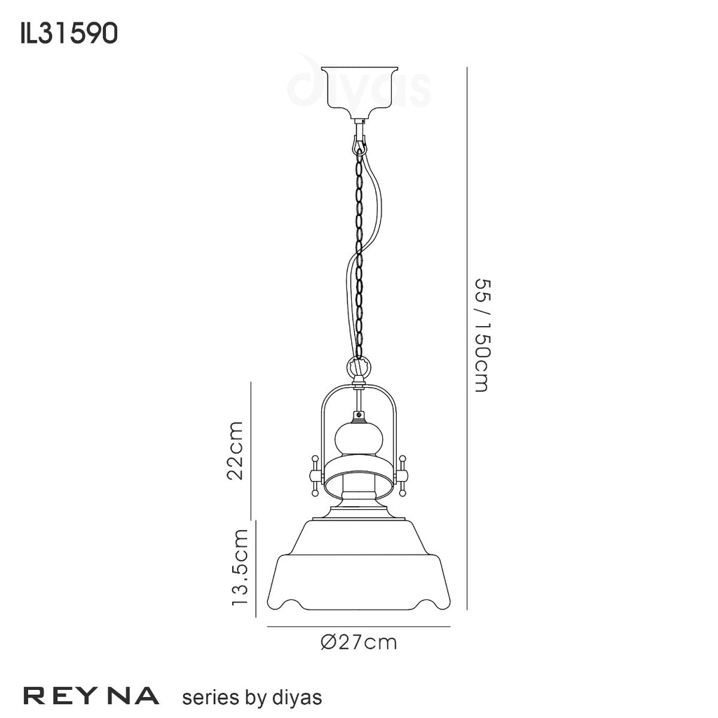 Diyas Reyna Small 1 Light Pendant Light in Polished Chrome with Clear Glass
