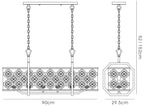 Diyas Indie 6 Light Rectangular Pendant Light in Mocha Teak Plated with Crystal