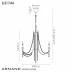 Diyas Armand 8 Light Pendant Light in Polished Chrome with Crystal