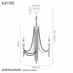 Diyas Armand 6 Light Pendant Light in French Gold with Crystal