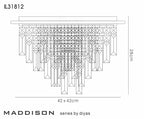 Diyas Maddison 6 Light Square Flush Ceiling Light in French Gold with Crystal
