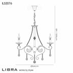 Diyas Libra 6 Light Pendant Light in Antique Brass with Crystal