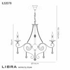 Diyas Libra 8 Light Pendant Light in Antique Brass with Crystal