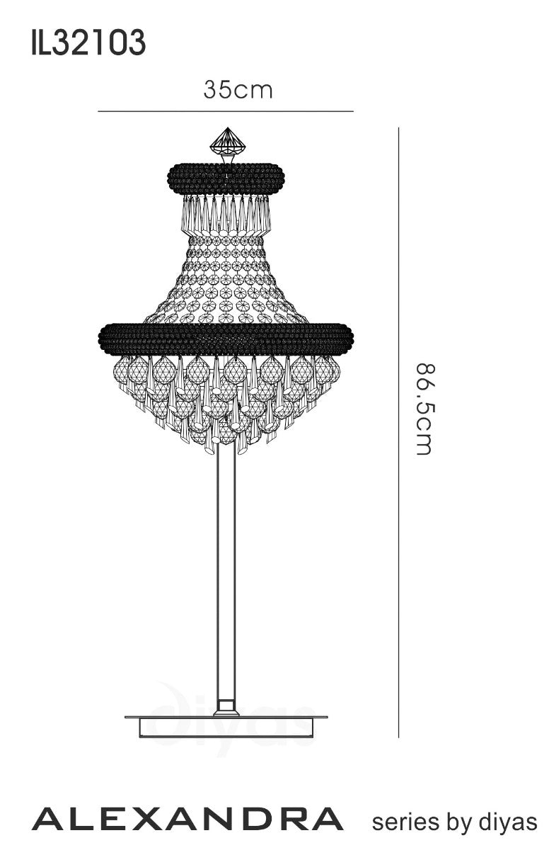 Diyas Alexandra 5 Light Table Lamp in Gold with Crystal