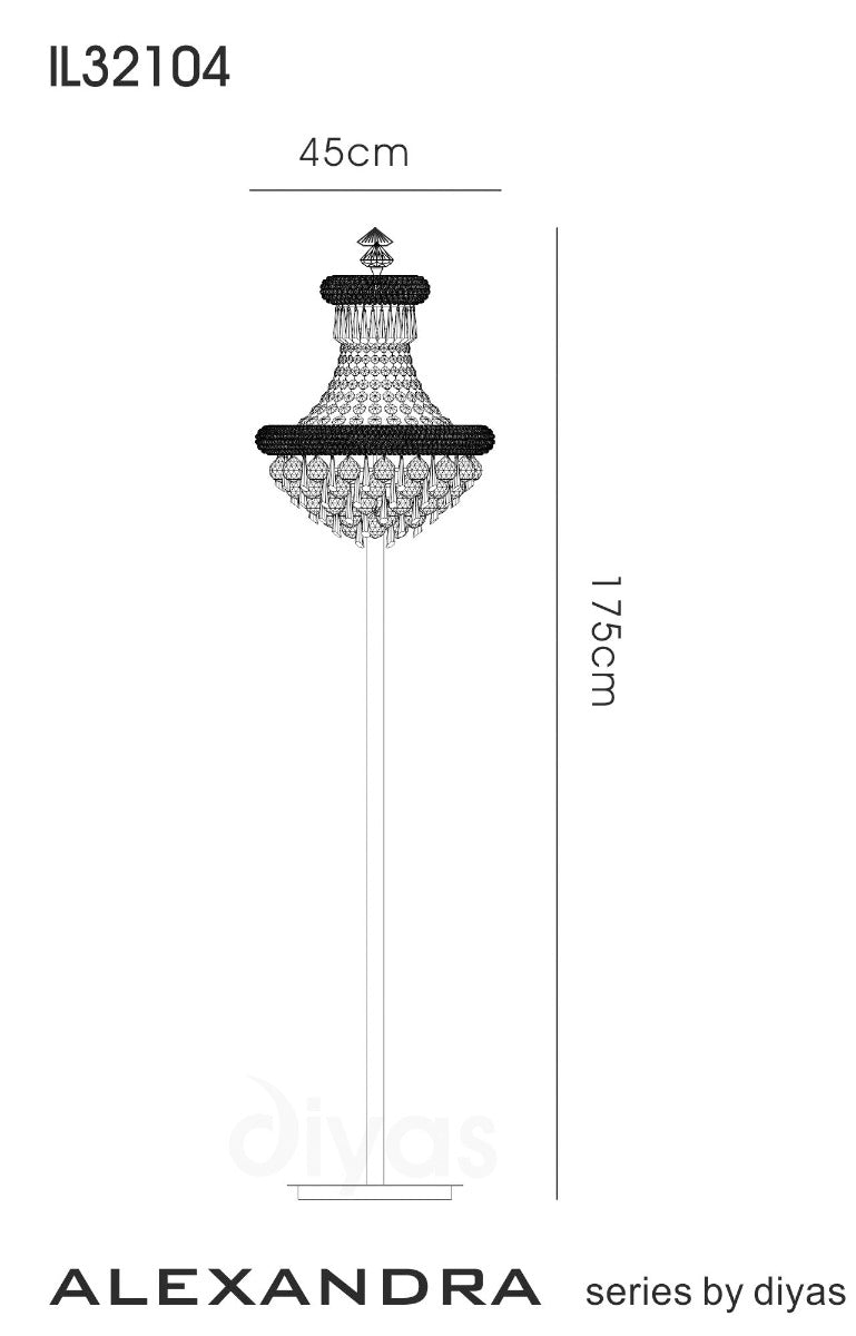 Diyas Alexandra 6 Light Floor Lamp in Gold with Crystal