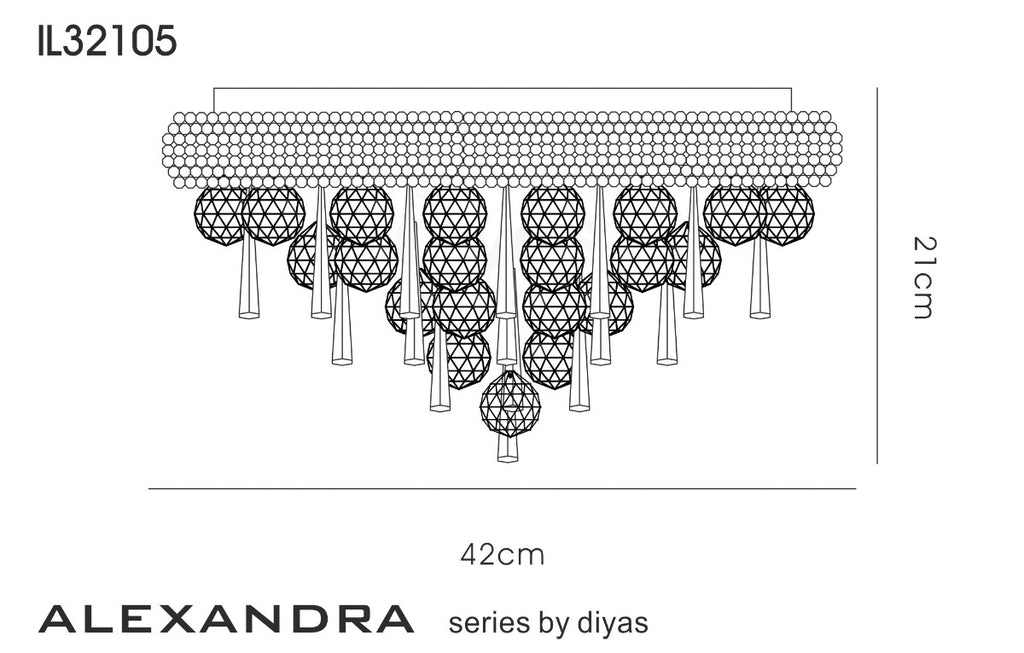Diyas Alexandra 6 Light Ceiling Light in Gold with Crystal