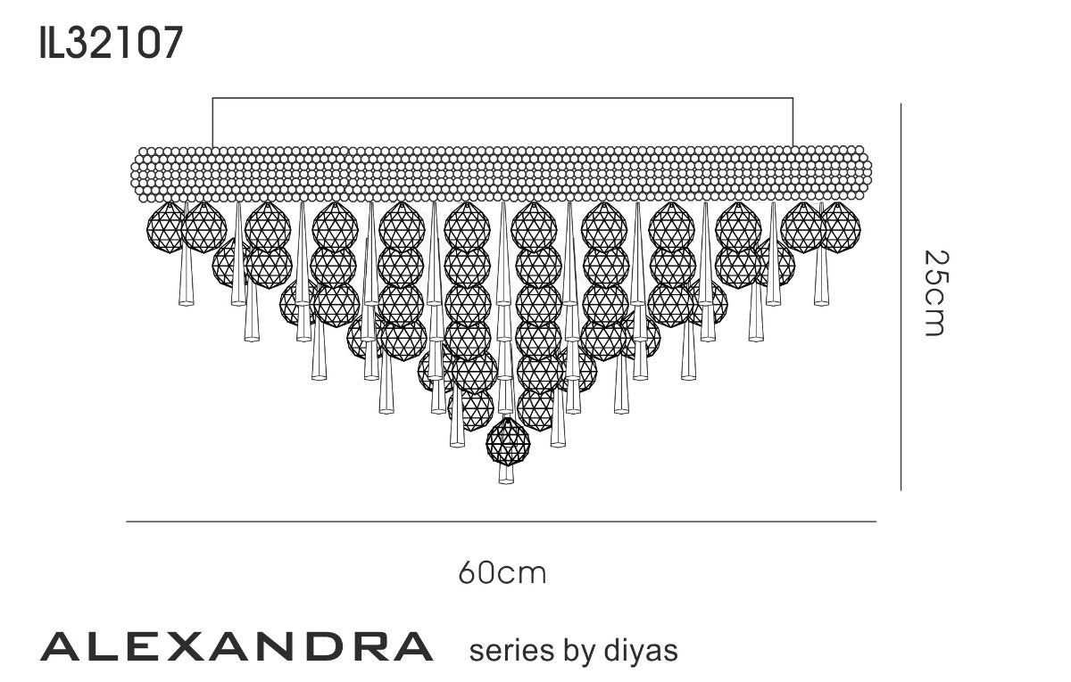 Diyas Alexandra 9 Light Ceiling Light in Gold with Crystal